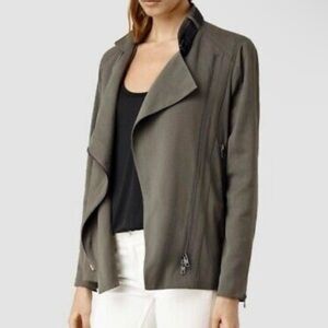 Allsaints Wren Biker Jacket in Khaki size 4
